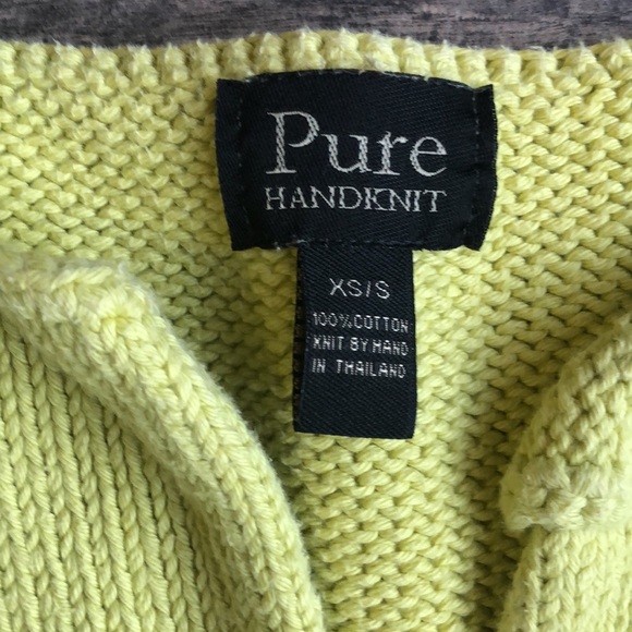 Pure HANDKNIT Womens Sweater XS/S Button Up Neon Green Handmade - Picture 2 of 4